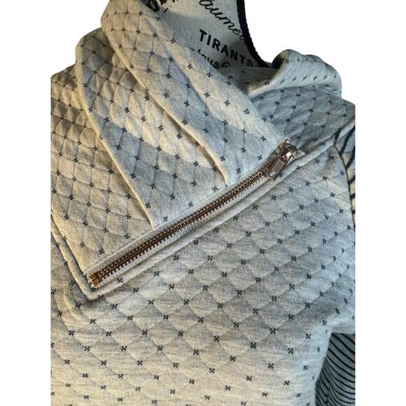 Maurices - Oatmeal Striped Sleeve Asymmetric Cowl Neck Sweatshirt - Size M - EUC - Picture 2 of 4